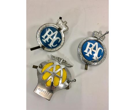 3 Vintage R A C Car Badges 