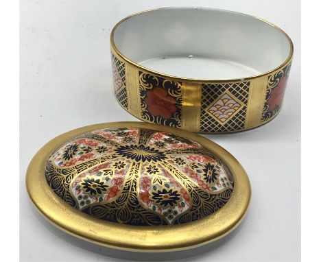 Royal Crown Derby 1128 pattern small lidded Trinket Box 