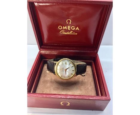 Vintage Omega Automatic Chronometer Constellation Gents Wristwatch box and Certificate watch is ticking no warranty given Gol
