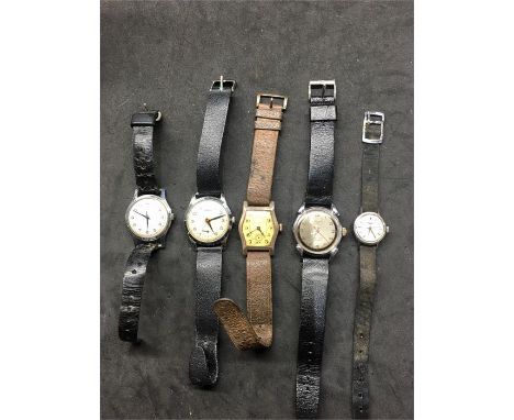 Collection of 5 vintage Wristwatches includes 4 gents watches Stowa 1935 silver wristwatch , Sekonda,  Zodiac & ladies Longin