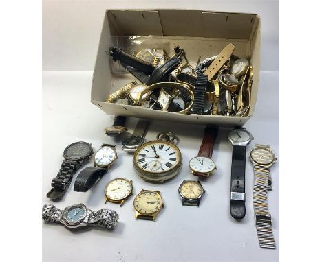 Large Collection of Vintage Wristwatches and 8 day pocket watches for parts spares or repair 