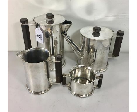 Silver plated trench art 4 piece tea service made from WW2 shells