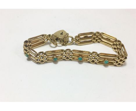 Vintage 9 carat Gold Turquoise set weight of bracelet approx 23 grams 