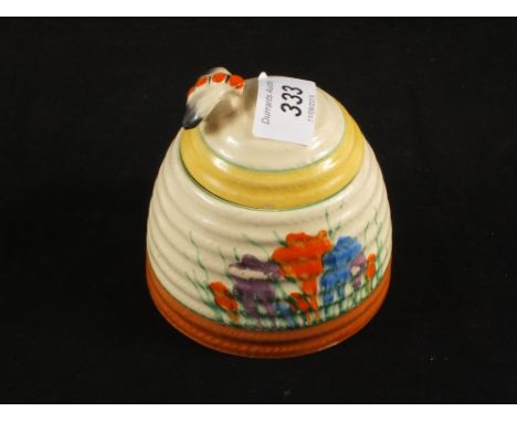 A Clarice Cliff Crocus pattern honey pot