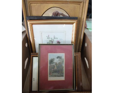 Various watercolours, prints and a mirror