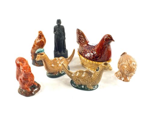 Various Beswick and other miniature bird and animal Whiskey flasks etc