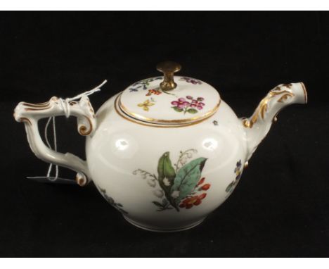 An 19th Century Vienna porcelain teapot with associated cover, under glaze blue beehive mark