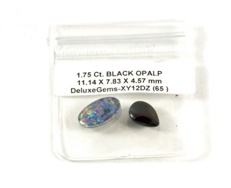 A loose Black Opal gemstone, approx 1.75ct together with a loose Opal triplet