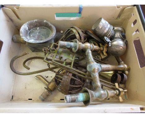 Vintage Brass mixer and other taps, carriage lamp etc