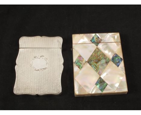 A 19th Century Mother 'O' Pearl card case and another white metal case