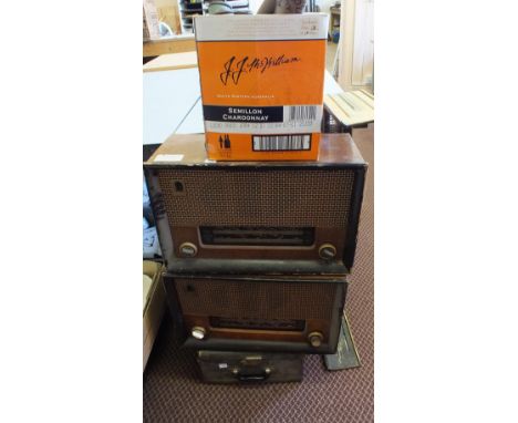 A Brass fender, firescreen, Mahogany swing mirror, two mains radios, a typewriter and piano rolls