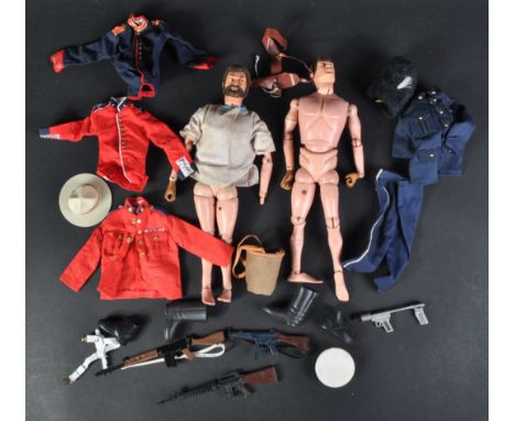 Collection of original vintage 1960's / 1970's Palitoy made Action Man figures and uniforms. Action Man figures comprising x2