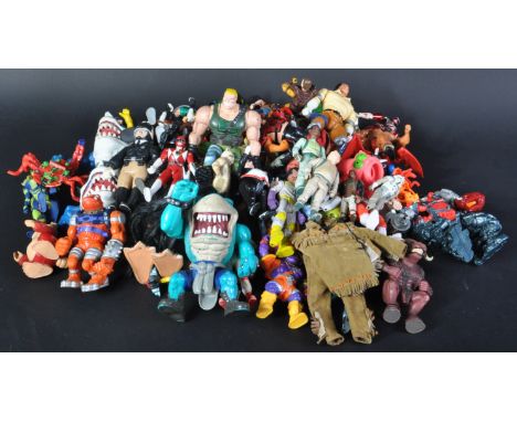 A large collection of assorted 1980's / 1990's retro vintage playset action figures to include; Ghostbusters, Biker Mice From