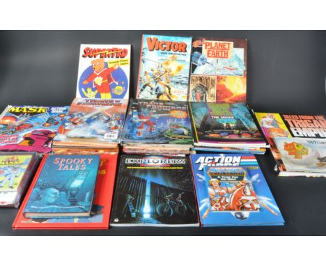 A large collection of assorted 1980's vintage comic book annuals to include; Transformers, Action Force / GI Joe, Centurions,