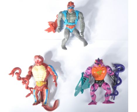 Masters Of The Universe - x3 vintage 1980s Mattel made Masters Of The Universe MOTU He-Man action figures comprising Tung Las