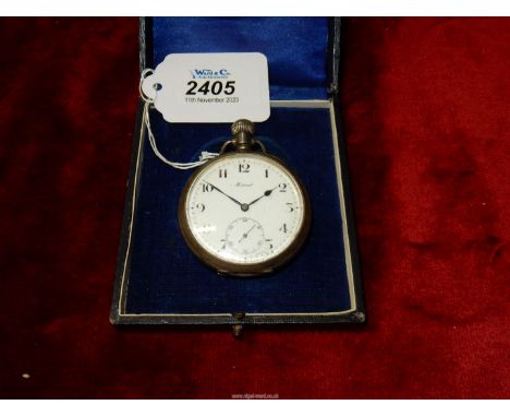 A Federal silver cased pocket watch, no. 314408, with seven jewels Swiss movement and white enamel face, Birmingham 1917, mak