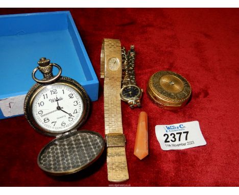 A small quantity of watches etc., to include;  Accurist ladies wrist watch, Imado 17 jewel in Incablock ladies wrist watch, m