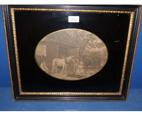 A George Morland Print (Lithograph) in 'Verre Eglomise' frame, 19 1/4" x 15 3/4".