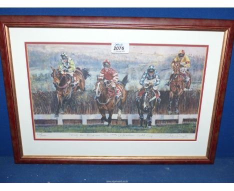 A limited edition 420/500 Print titled "Doing The Business:  The 1999 Cheltenham Gold", signed lower right D.M. Dent, 19 3/4"