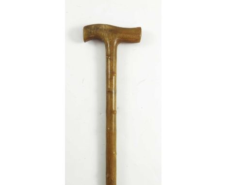 A VICTORIAN GENTLEMAN'S RHINO  HORN WALKING STICK, APPROX. 86 cm, 270g