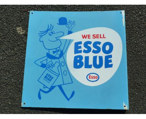 DOUBLE SIDED ENAMEL ADVERTISING SIGN - WE SELL ESSO BLUE