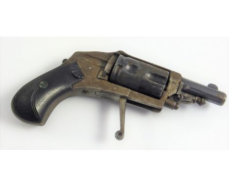 A LATE 19TH/ EARLY 20TH CENTURY BELGIAN 5 SHOT POCKET REVOLVER, 3.5 cm BARREL, FOLDING TRIGGER, LIEGE NITRO PROOF MARK