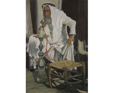 JAMES LISHMAN (1931-2024), 'The Hooker Pipe Smoker Jerusalem 1952', oil on canvas. 61 x 92 cm.