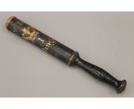 A Victorian painted tipstaff inscribed 'Bingley'. 37 cm long.