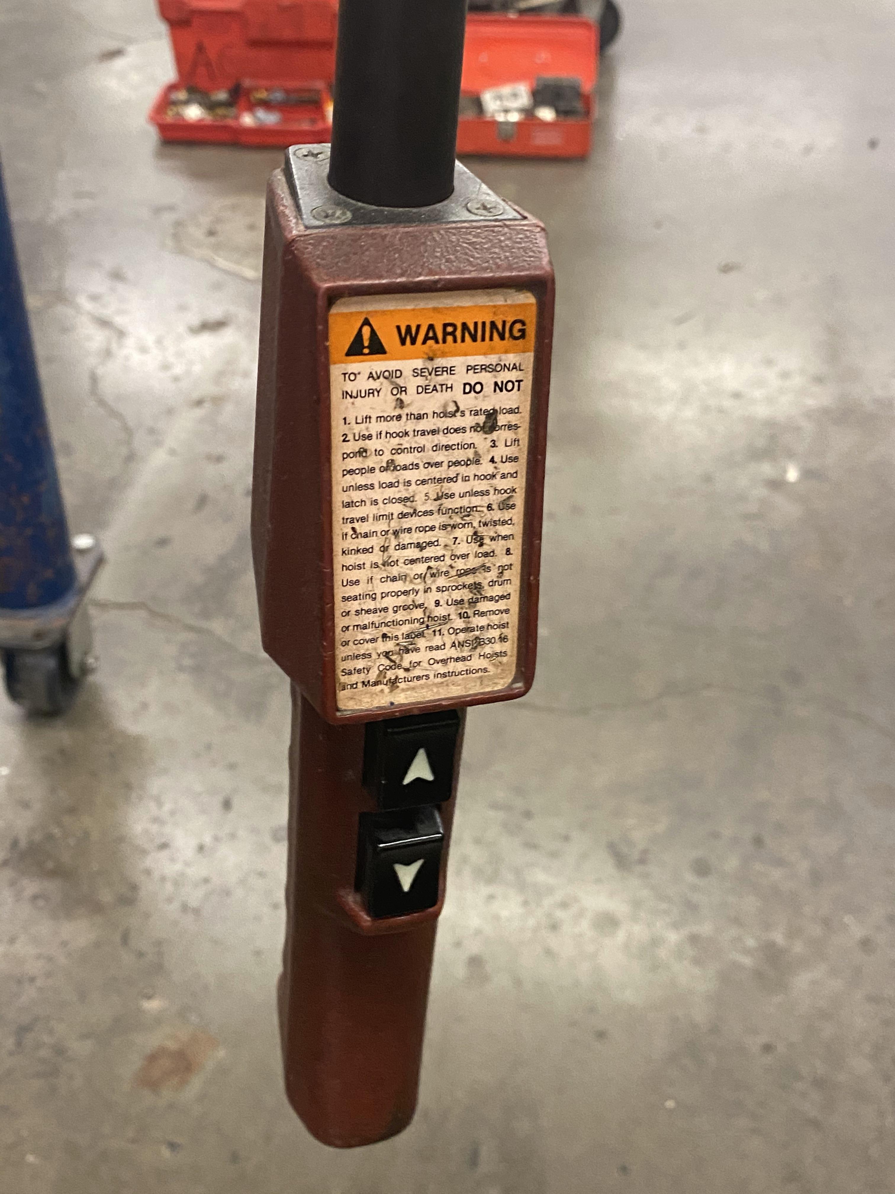 COFFING 1/2 TON ELECTRIC CHAIN HOIST WITH TROLLEY & PENDANT CONTROL