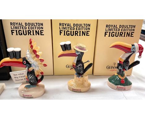 Three Royal Doulton Guinness Toucan figure, boxed, 'Guinness Him Strong', 'Guinness Goodness-on-Sea', 'Guinness Is good for Y