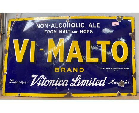 Vintage enamel advertising sign Vi-Malto non-alcoholic ale 