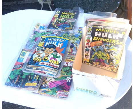 A good selection of vintage Marvel UK Hulk oversized comics and others 
