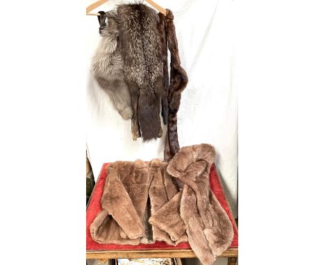 A vintage, circa 1930's/40's Silver Fox Fur Cape; a Fur Stole with pockets and a short Fur Jacket. 