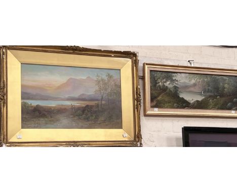 S. L. BOELK, oil on board, figures in highland landscape, signed, dated 1919, 30 x 48cm, gilt framed and another oil painting