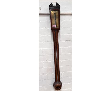 A Georgian style stick barometer in mahogany case, with exposed mercury column and brass scale, by J Smoult 