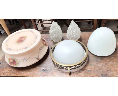 A selection of 1930's and late light globes, two flame type etc 