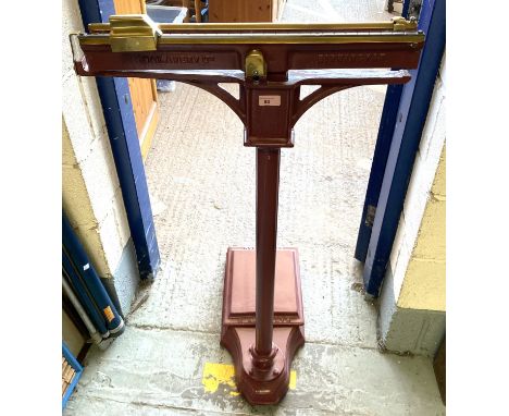 An early 20th century standard personal scale by W &amp; T Avery, bearing presentation plaque to Cheadle Hulme School 