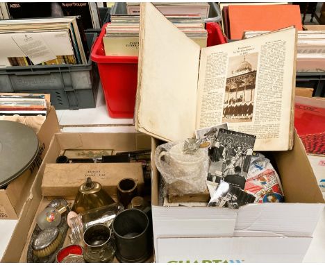 A set of vintage collectables including a desk calendar, classic Jumbo lighter and royal commemorative items. 