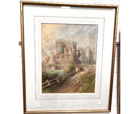 A.G. HENK, WATERCOLOUR, FIGURES BY A RUINED CASTLE, SIGNED, 