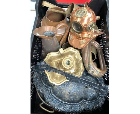 BOOT SCRAPER, Victorian cast iron, 38cm, a Boy's Brigade bugle c.1900 and a selection of metalware 