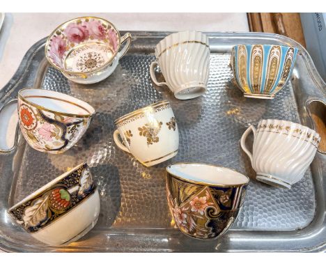 8 late 18th/early 19th century teacups, various factories including Davenport Ridgway, Factory "X", Caughley etc&nbsp; 