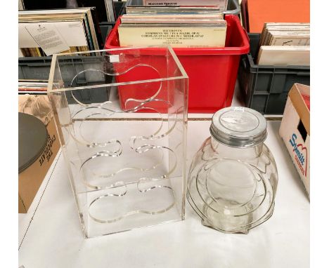 Perspex designer wine rack and vintage sweet jar 