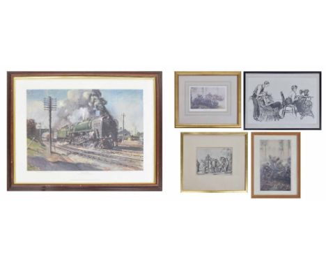 Follower of Gordon Crosby (20th/21st century) - Facsimile print of the French Grand Prix near La Mans, 1906, coloured print; 