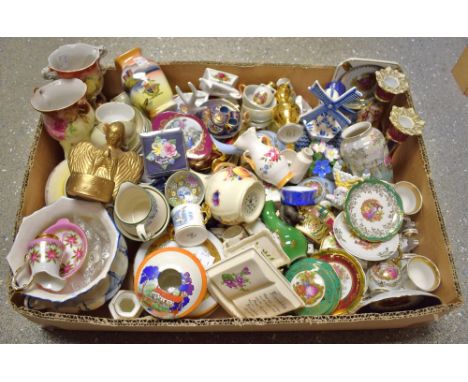 A pair of Limoges miniature ewer's; others, vases, plates; Delft souvenir wares; continental ceramic egg stand; miniature tea