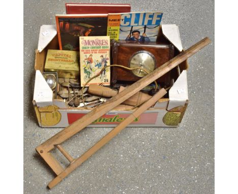 Boxes and Objects - a vintage Smiths Synchronous electric clock; five assorted silver teaspoons; other plated flatware; Capit