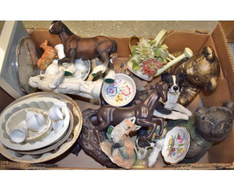 Ceramics - a vintage Kienzle automatic quartz wall clock; childs white glazed tea service; earthenware jelly/blancmange mould