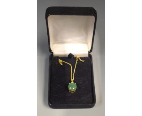 A 925 jade set pendant on chain, boxed