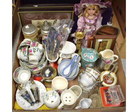 Boxes and Objects - A silver tea spoon, London 1825;  others, Sheffield, etc;  a Booths part tea service, Floradora pattern; 