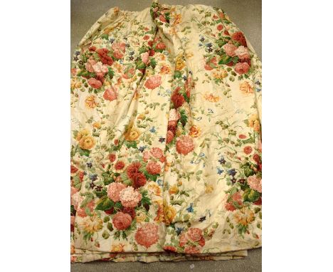 Textiles - a large pair of Colefax Fowler country house style curtains, Sissinghurst