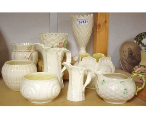 Belleek - a basket weave jug, others, vases, bowls, etc, others similar  Royal Worcester (9)